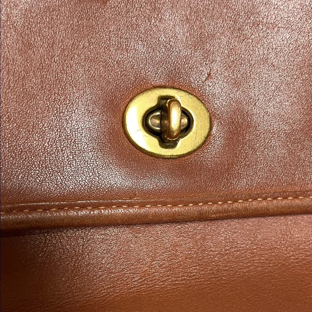 Coach Vintage Chestnut Brown Leather Satchel with Turnlock Hardware